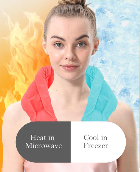 COMOIL Microwave Heating Pad for Neck and Shoulders, 33*5.9" Long Reusable Moist Hot Packs, Heated Neck Wrap with