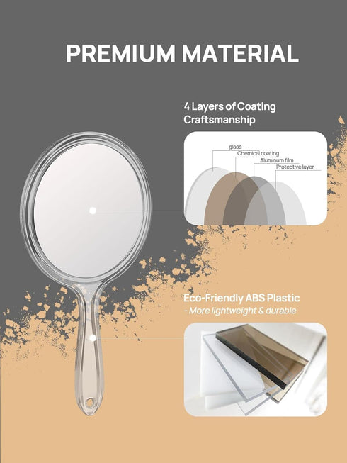 OMIRO Hand Mirror, Double-Sided Handheld Mirror 1X/3X Magnifying with Handle, Set of 3 (Clear)