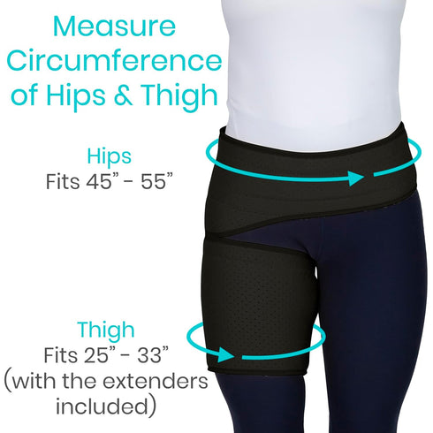 Vive Hip and Groin Brace - Compression Wrap Support for Sciatica, Bursitis, Hip Flexor, Thigh, and Hamstring Recovery