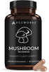 ACEWORKZ 10 Mushroom Complex Supplement - Lion’s Mane, Reishi, Cordyceps & More for Brain Health, Memory & Focus (90