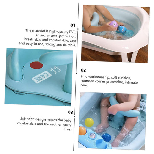 Baby Bath Chair for Boys and Girls Non-Slip Infant Shower Seat Anti-Skid Mat Sturdy Plastic for Safe Bathing Suitable