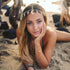 Urieo Boho Moon Head Chain, Vintage Gold Crystal Tassel Forehead Hair Chain Accessories