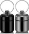 Pill Keychain Holder - 2pcs Small Waterproof Pill Box Organizer for Travel (Black + Gray)