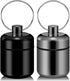 Pill Keychain Holder - 2pcs Small Waterproof Pill Box Organizer for Travel (Black + Gray)
