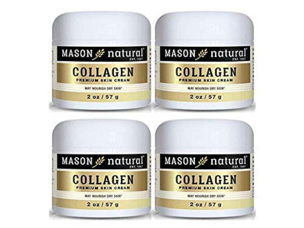 MASON NATURAL Collagen Premium Skin Cream, Anti Aging Face and Body Moisturizer, Pear Scent, 2 OZ (4-Pack)