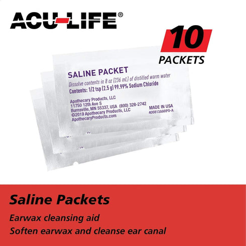 Ear and Ear Wax Cleaner for Humans, Includes 10 Saline Packs, Syringe with Tri-Stream Tip and Basin