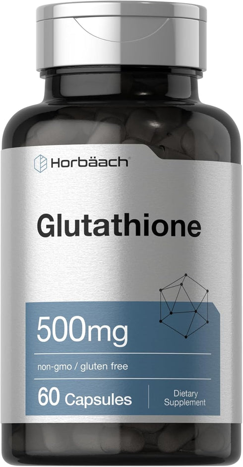 Horbaeach Glutathione 500mg Reduced Supplement, 60 Capsules, Non-GMO & Gluten Free