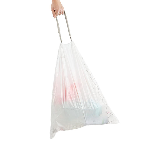 happimess HPM3000C-WHITE 13.2 Gallon Kitchen Drawstring Trash Bags, 60 Count, White, 3 Packs of 20 Liners