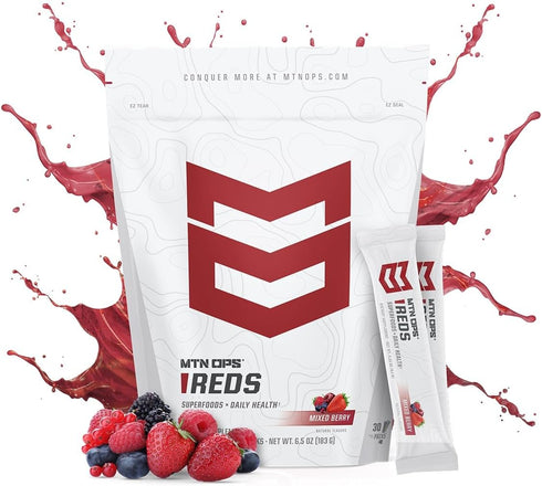MTN OPS Super Reds Daily Health Drink Powder, Antioxidant Blend with Phyto-Nutrients, 30 On-The-Go Packs