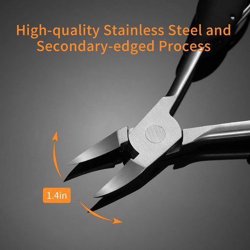 Toenail Clipper for Thick and Ingrown Toenails, Long-Handled Stainless Steel Scissors and Files for Adults and Elderly