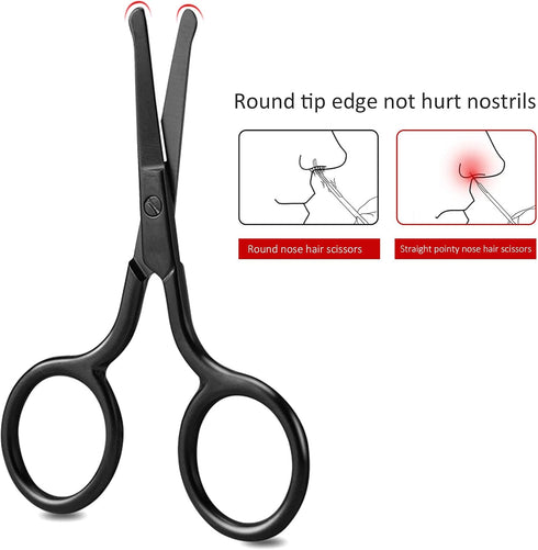 Nose Ear Facial Scissors, Nose Hair Scissors Rounded Tip Moustache Beard Facial Eyebrow Grooming Scissor Trimmer for Men by Yinhing