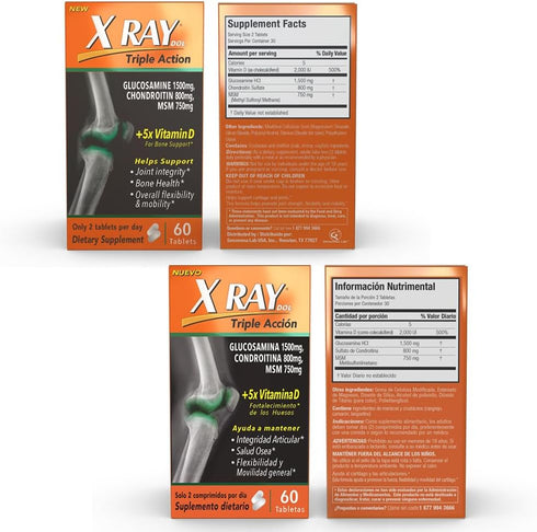 X Ray Dol Triple Action Glucosamine Chondroitin Supplement - 60 Count for Joint Support, Flexibility & Mobility
