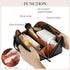 Large Capacity Checkered Makeup Bags - Portable Travel Cosmetic Bags with Divider and Handle Pouch (A-Black)