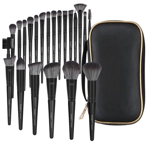 MAGEFY Makeup Brush Set, 22 Pcs Premium Synthetic Brushes with Case, Travel Makeup Brushes (Black)