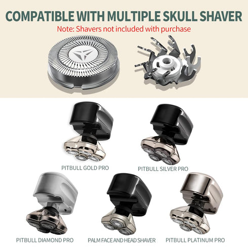 Shaver Replacement Blades for Skull Shaver Pitbull Replacement Blade,Replacement Heads for Pitbull Gold/Silver/Platinum Pro Shaver (4 Blades)