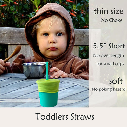 Mini Short Pinch Test Passed 5.5" Replacement Reusable Silicone Small Straws for Toddlers & Kids