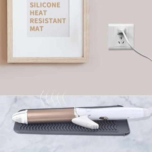 Silicone Heat Resistant Mat, 11 x 5 Inch, Grey, 1 Pack for Hair Iron