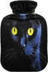 YETTASBIN 2L Black Cat Hot Water Bottle, Transparent Leakproof Hot Water Bag Washable Heat Resistant Water Bottle