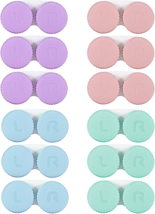 Kmchilj 12Pcs Colorful Contact Lens Case Outdoor Portable Mini Contact Lens Kit Mini