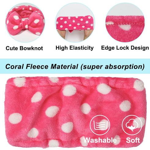 Shintop Sweet Super Soft Caroset Polka Dots Wash Cosmetic Headband Hairlace (Rose Polka Dots)
