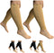 Footless Zipper Compression Leg Calf Shin Sleeve, 15-20 mmHg, 2 Pairs (Beige Combo, 4X-Large)