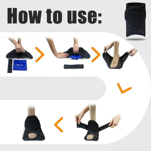 Foot Ankle Ice Gel Pack for Hot Cold Therapy - Reusable Pad and Adjustable Heel Ice Wrap for Plantar Fasciitis, Muscle