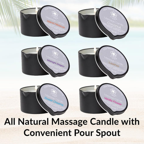 Massage Oil Candle – 6oz with Pour Spout – All Natural Coconut & Soy Blend – Melts to Warm Hydrating Body Oil