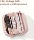 Pocmimut Makeup Bag, PU Leather Travel Cosmetic Bag, Open Flat Pouch for Women Accessories (Pink)