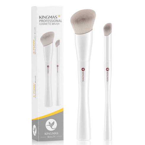 KINGMAS Angled Foundation Brush, Mini Concealer Brush, Kabuki Under Eye Contour Makeup Tool for Liquid, Cream, Powder