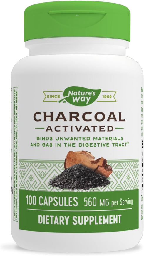 Nature's Way Activated Charcoal, Digestive Supplement, 100 Capsules