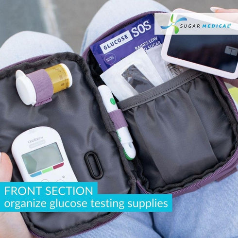 Sugar Medical Insulated Diabetes Supply Case Convertible Bag | Diabetes Belt Bag | Glucose Meter Case (Misty Purple)