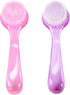 2 Pcs Face Brushes for Cleansing Set, Small Manual Exfoliating Brushes for Spa & Makeup Removal, Pink and Purple
