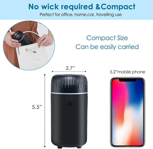 Car Diffuser Humidifier, USB Aromatherapy Essential Oil Air Freshener, Mini Portable for Home Office