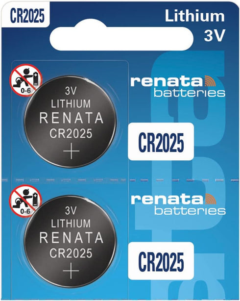 Renata CR2025 Batteries - 3V Lithium Coin Cell 2025 Battery (2 Count)