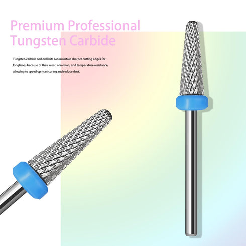 Tungsten Carbide Nail Drill Bits, 3/32'' Efile Electric Cuticle Bits, Two Way Manicure Polishing Art Remove Acrylic