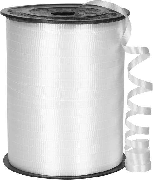 White Curling Ribbon 500 Yards, Crimped Ribbon for Gift Wrapping, Balloon String & Birthday, Baby Shower, Christmas