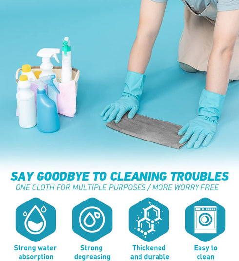 Microfiber Cleaning Cloth Grey - 24Pcs (13x13 inch) Ultra Soft Highly Absorbent Rags, Reusable Lint Free Towels