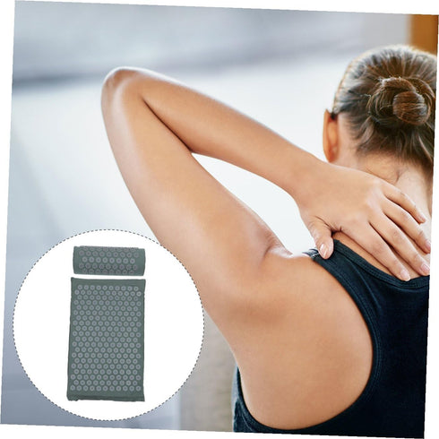 Set, Shiatsu Acupoint Massage Mat and Pillow Non-Slip Yoga Massage Cushion for Back and Neck Relief with Carry Bag