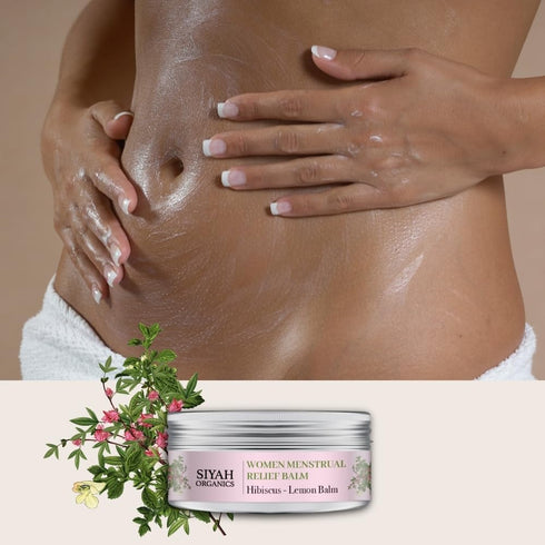 Siyah Organics 5oz Womens Menstrual Relief Balm with Hibiscus & Lemon Balm Comforting, Relaxing, and Soothing Body Balm