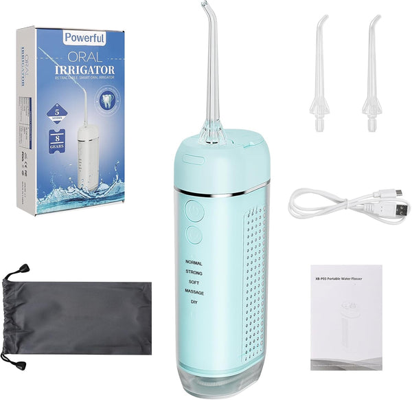 Powerful Portable Cordless Water Dental Flosser: Rechargeable Mini Oral Irrigator with 2000 mAh Li-ion, 5 Modes, IPX7
