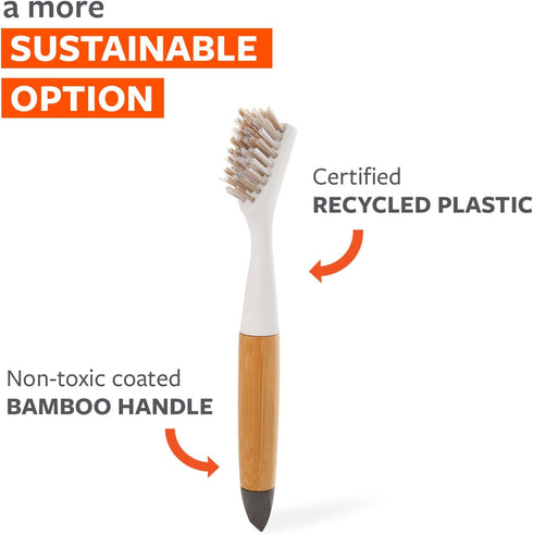 Full Circle Micro Manager Deep Cleaning Brush for Crevices, Shower & Grout, Bamboo Handle