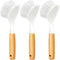 Holikme 3 Pack Dish Brush Set with Bamboo Handle, Kitchen Scrub Brush for Cleaning Dish, Plate, Bowl