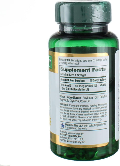Nature's Bounty Vitamin D3 2000 IU Softgels 150 ea (Pack of 4)