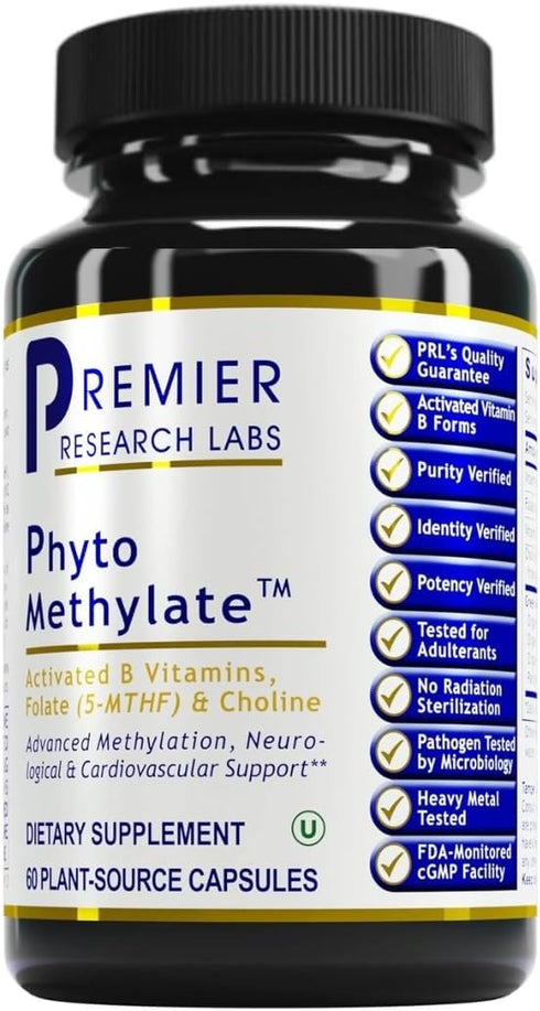 Premier Research Labs Phyto Methylate - 60 Plant-Source Capsules, B Vitamin Supplement for Methylation & Detox