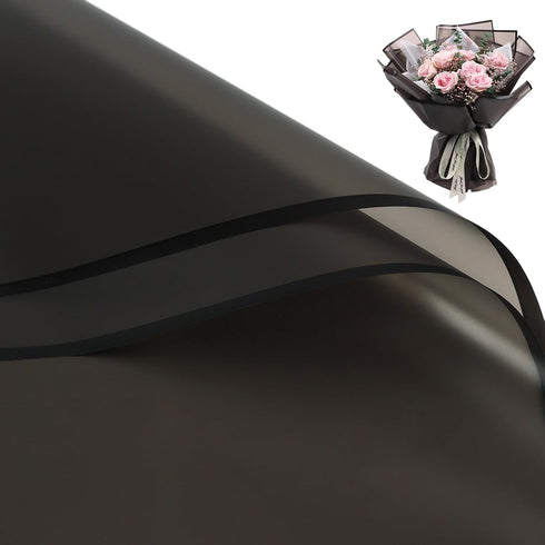 Gloreyan 20 Sheets Black Flower Wrapping Paper | Waterproof Floral Gift Box Packaging Material for DIY Crafts