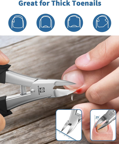 Toenail Clippers, Professional Podiatrist Grooming Tool for Thick or Ingrown Nails, Stainless Steel Sharp Curved Blade
