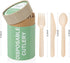 (150 Pcs) Special Edition Compostable Cutlery Set - Disposable Wooden Cutlery Set - Alternative to Plastic, Eco Friendly, Biodegradable, 50 Each Wooden Spoons, Knives, Forks Disposable Utensils Set by EZYLINKER