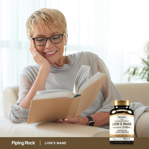 Piping Rock Lions Mane Supplement Capsules | 90 Count | 2100mg | Vegetarian, Non-GMO, Gluten Free | Hericium Erinaceus