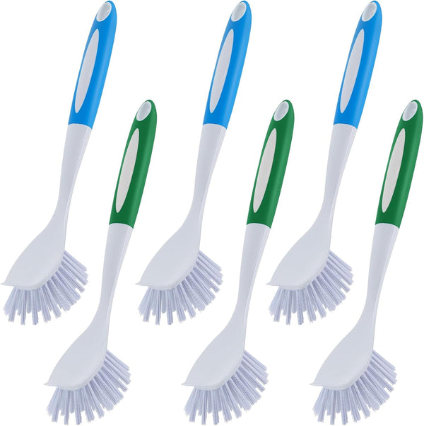 Hsei 6 Pcs Blue and Green Kitchen Scrub Dish Brush Bulk with 11