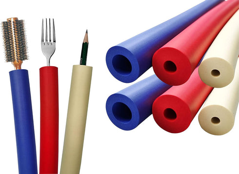 Foam Grip Tubing (6 Pack), Foam Tubes Grip Aid for Utensils, Cutlery Padding Handle for Disabled and Elderly